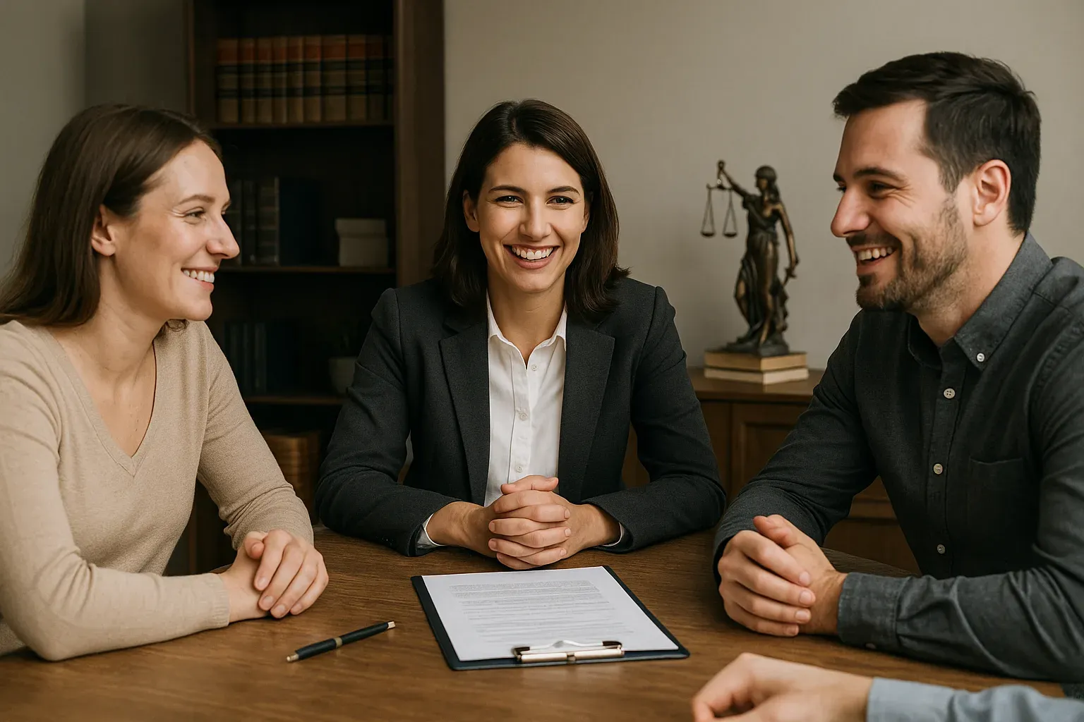 Abogada laboralista online asesorando a una pareja sobre un despido y documentos laborales.