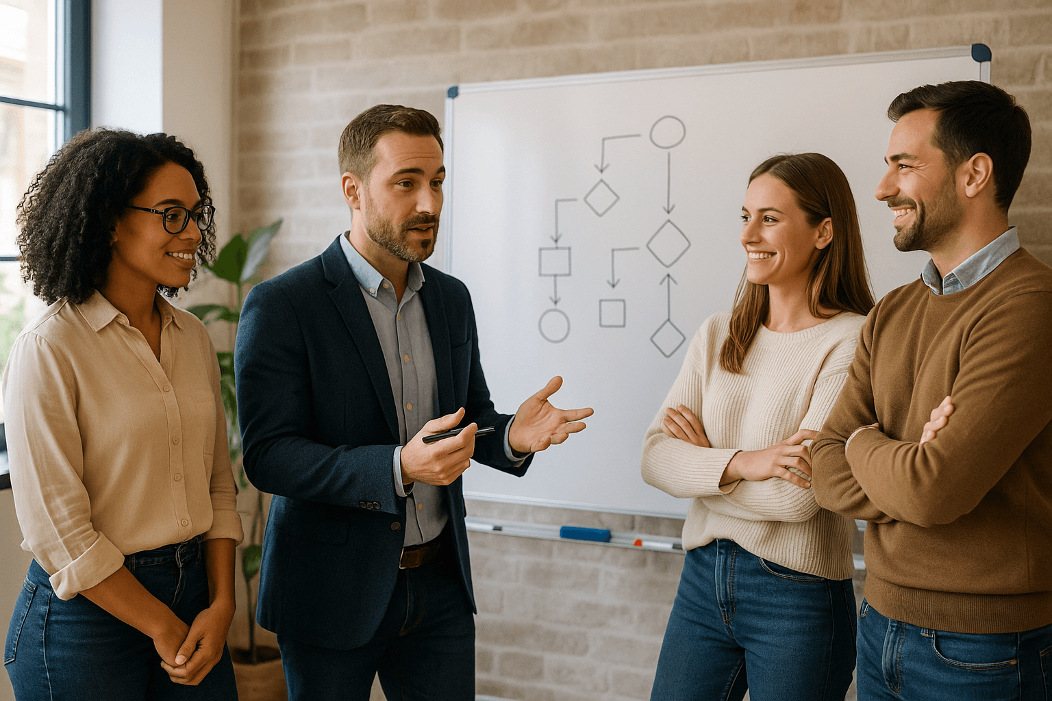 Presentación de estrategia legal con diagrama: planificación del caso de accidente de tráfico