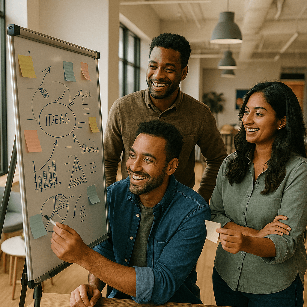 Équipe en session de travail et planification, utile pour illustrer une stratégie de dossier